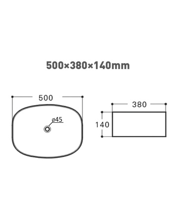 Раковина накладная (50х38) Orange  B08-500W белый глянец